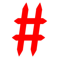 Hashtag signs. Number sign, hash, or pound sign.