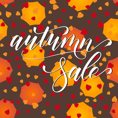 Handwritten brush calligraphy Autumn sale. Vector illustration.