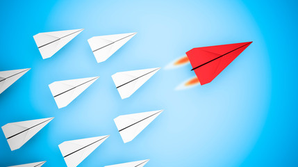 Naklejka premium Leading concept with paper airplanes