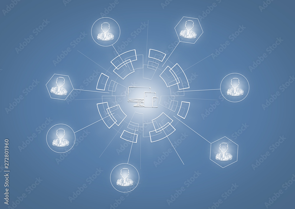 Wall mural global communication concept. illustration technology web background. global network connection