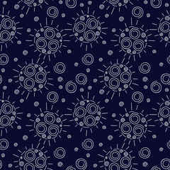 Space particles. Hand drawn cosmic doodles. Seamless pattern. Vector illustration