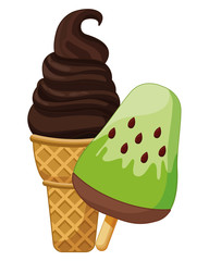 Delicious popsicle and ice cream