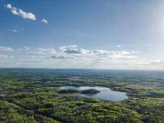 flat landscape with lake