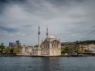 Fototapeta na wymiar Ortakoy Mosque in Istanbul at the Bosporus bridge, Turkey