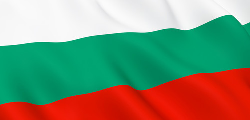 National Fabric Wave Closeup Flag of Bulgaria Waving in the Wind. 3d rendering illustration.
