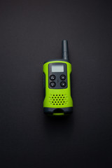 Light green walkie talkie on isolated on black background