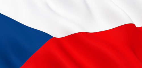 National Fabric Wave Closeup Flag of Czech Republic Waving in the Wind. 3d rendering illustration.