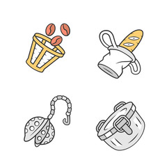 Zero waste kitchen accessories color icons set
