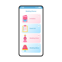 Wedding planner smartphone interface template