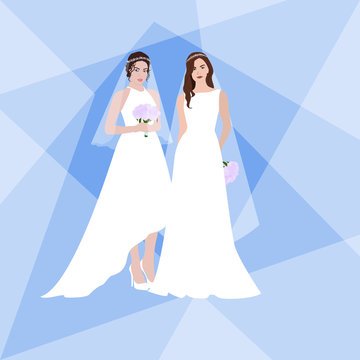 lesbian marriage wedding woman love vector illustration