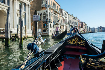 Fototapeta na wymiar View of the Grand Canal from a gondola in Venice, Italy.