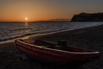 boat at sunrise