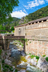 View of the courtyard of the fortress in Villefranche de Conflent, France