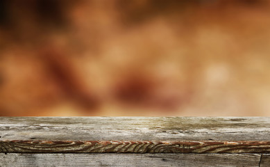 Empty wooden table background for display montages