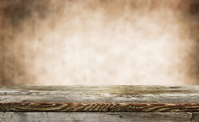 Empty wooden table background for display montages