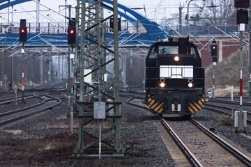 industry train locomotive in the morning