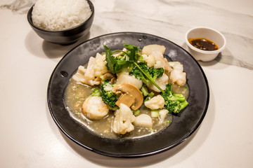 Shrimp, Calamari, Scallop with vegetable