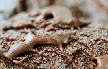 Closeup the Texture of Delectable Melting Chocolate Ice Cream in Summer