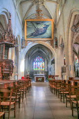 Fototapeta na wymiar Le Tréport. Intérieur de l'église Saint-Jacques. Seine-Maritime. Normandie