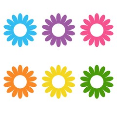 Set of flat icon flower icons in silhouette isolated on white.