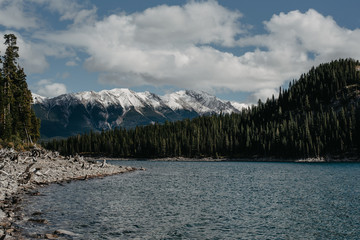 First autumn vibes around the Upper Kananaskis Lake in Canada