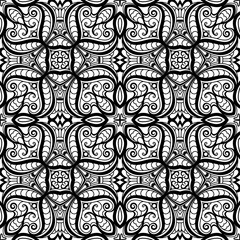 Black and white ornamental background, seamless lace pattern