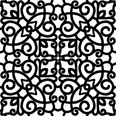 Black and white lace ornament, swirly seamless pattern
