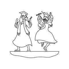 beautiful women students graduated celebrating