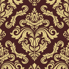 Orient vector brown and golden classic pattern. Seamless abstract background with vintage elements. Orient background. Ornament for wallpaper and packaging
