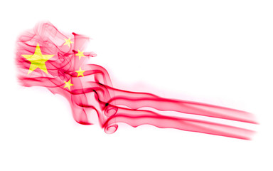 Obraz na płótnie Canvas China flag with smoke texture on white background