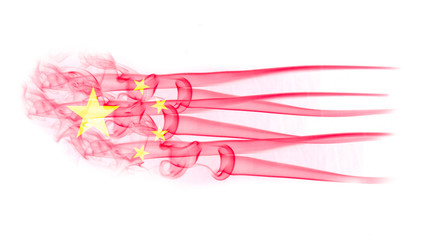 China flag with smoke texture on white background