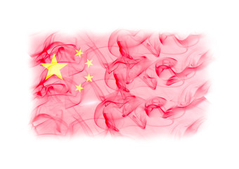 China flag with smoke texture on white background