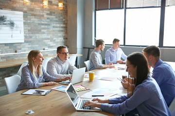 Colleagues during business meeting in office