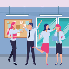 Naklejka premium Business coworkers with office supplies