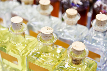 Glass bottles with oil