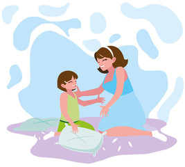 Mother and daughter playing design