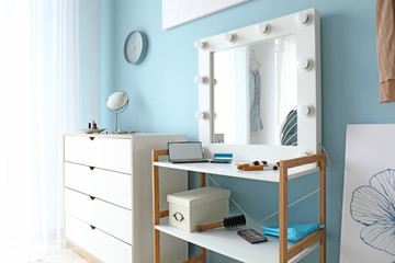 Interior of modern makeup room
