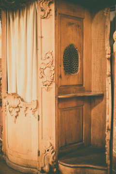 Wooden confessional in a church