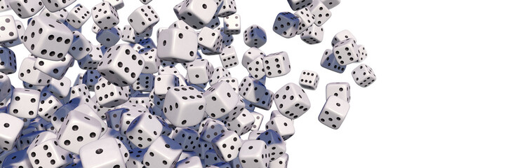Flying white dices, isolated