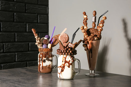 Delicious Freak Shakes On Table