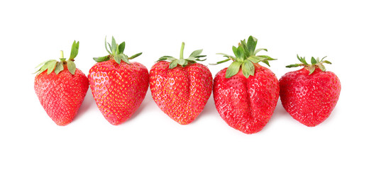 Ripe red strawberry on white background