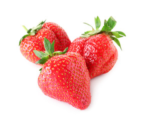 Ripe red strawberry on white background