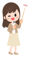 Illustration of a reporter with a pointing stick