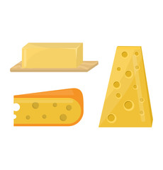 fresh cheese variety italian dinner icon flat dairy food and milk camembert piece delicatessen gouda meal isolated sheese on white background vector illustration.