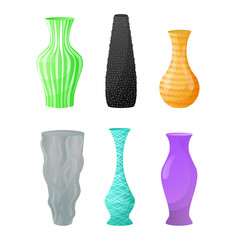 Vase vector decorative ceramic pot and decor glass pottery elegance vases illustration set of classic beautiful modern jar isolated on white background