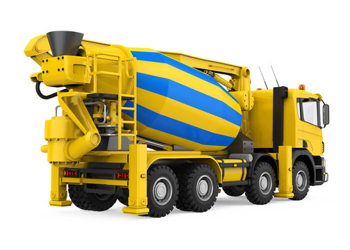 Yellow Concrete Mixer Truck Isolated