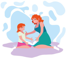 Mother and daughter playing design