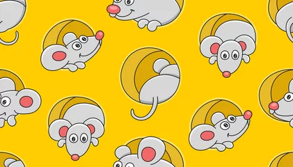 Fotobehang Seamless Pattern with Mouses. isolated on yellow background © volyk
