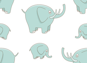 Fototapeta premium Seamless Pattern with elefants. isolated on white background