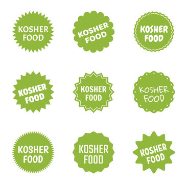 kosher food icon set, jewish healthy food labels
